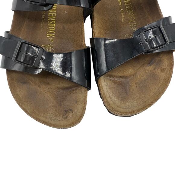 Birkenstock Ibiza Two Strap Black Patent Birk Flor Sandals Sz 39 EU / 8 US Women - Picture 8 of 9